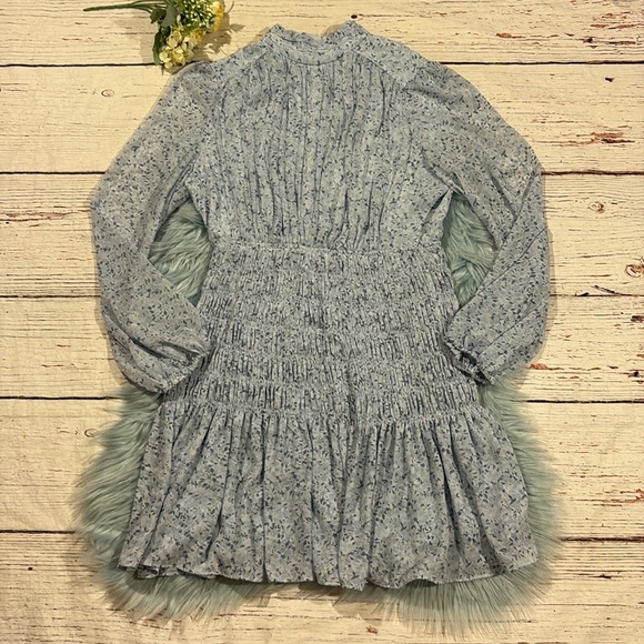 House of Harlow 1960 Shona Joy Mockneck Long Sleeve Smocked Mini Dress - Picture 1 of 10